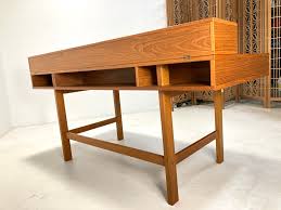 Danish Modern Teak Flip Top Executive Desk by Peter Lovig Nielsen for Dansk, C. 1976 - EPOCH