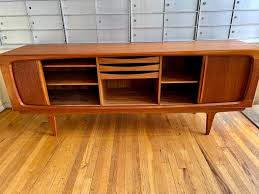 Danish Modern Tambour Door Teak X Long Credenza by Bernhard ...