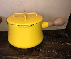 Vtg Dansk Yellow Enamel 1.5 Qt Saucepan Pot Lid Wood Handle ...