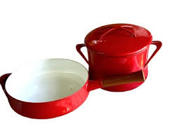 Vintage Dansk Red Enamel Pot Pan Set - Etsy