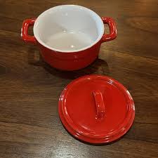 Pier 1 Red Stoneware Dish with Lid Single Serve Ramekin | eBay