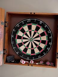 Darts Board MD Sports 18-in Sisal Dartboard With Staple-Free Bullseye And Steel Tip Dart Set Dart Board Light