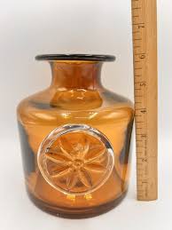 VTG Dartington Glass Vase Amber 6” Applied Daisy Disc Autumn | eBay