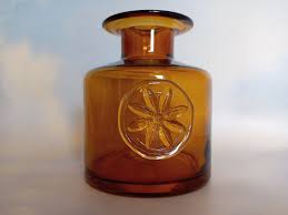 Amber Glass Dartington Vase Flower Stamp - Etsy Denmark