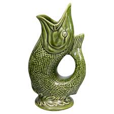 English Majolica Green Gurgling Fish Pitcher Jug, circa 1950 ...