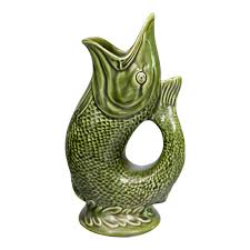Vintage English Majolica Green Gurgling Fish Pitcher Jug ...