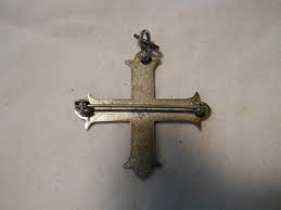 MAGNANIMITER CRUCEM SUSTINE, STERLING SILVER GREEK CROSS FLEURY, PIN AND PENDENT | #293725251