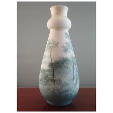 Pretty Delphin Massier Vallauris Hand-Painted Landscape Vase ...