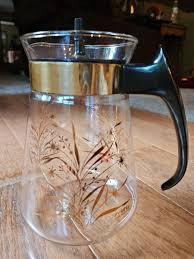 Vintage 8 Cup Pyrex Coffee Pot Carafe Gold Oat Wheat Design ...