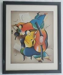Signed DAVID SCHLUSS Violin Cello Music Duet Serigraph Art ...