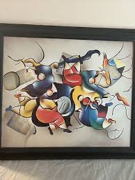 Signed -MIX MEDIA CELLO VIOLIN MUSICAL BAND SIGNED FRAMED ...