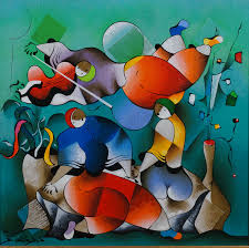 David Schluss Our Serenade Abstract Musician Serigraph on ...