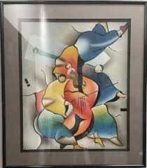 ABSTRACT MIXED MEDIA HAND SIGNED FRAMED UNDER GLASS | eBay