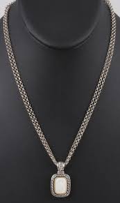 GV STERLING 14K MOTHER OF PEARL PENDANT & DOUBLE CHAIN ...