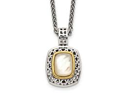 Sterling Silver with 14K Accent Antiqued Mother Of Pearl ...