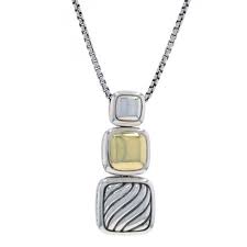 David Yurman Chiclet Cable Triple Drop Necklace Ster 925 ...