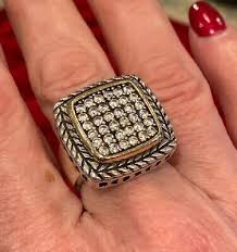 DESIGNER NF Sparkling sterling 14k White Sapphire Chunky Ring 7 925 BIG! | eBay