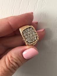 Breathtaking Vintage 14K Yellow Gold and Multiple Diamonds Unisex Ring - Certificate of Appraisal -1990 - Etsy