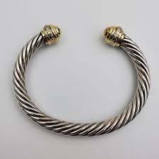 Lot - David Yurman 18K Gold & Silver Bracelet w Diamonds