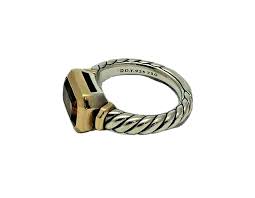 DAVID YURMAN Novella 925 SS & 18K Yellow Gold Citrine Ring ...