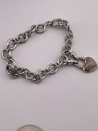 UD 925 STERLING SILVER DIAMOND PAVE VERMEIL ACCENT HEART ...