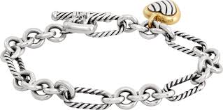 David Yurman Toggle Heart Charm Bracelet sterling silver & 14k