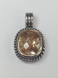 Sterling Silver Large Tan Quartz Pendant | eBay