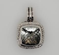 David Yurman SS Albion Cushion Prasiolite Diamond Pendant ...