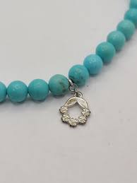 Torquoise 6mm Beaded Bracelet with Silver Christmas Charms ...