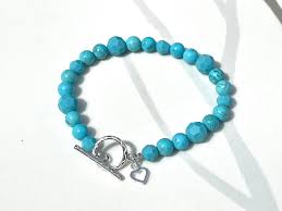 Handmade Sterling Silver Turquoise Beaded Bracelet, Crystal ...