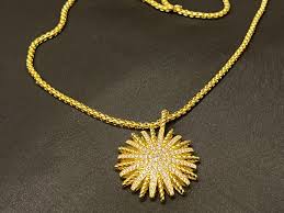 Starburst Pendant Necklace: Moissanite Gold Plated Silver ...