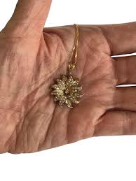 Victorian 14k Gold Starburst Pendant Necklace: Rose Cut ...