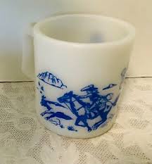 Vintage 1950s Hopalong Cassidy Milk Glass Mug Cup Western Hazel- Atlas Blue | eBay