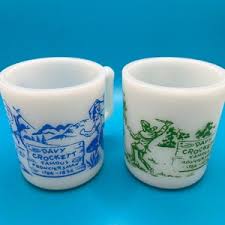 Davy Crockett Indian Fighter Milk Glass Mug Hazel Atlas - Etsy