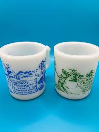 Cowboys & Indians Davy Crockett Milk Glass Mugs Set of 2 1 Blue 1 Green. - Etsy