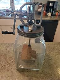 Antique DAZEY CHURN NO. 60 Hand Crank Glass Jar St ...