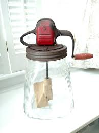 Vintage SCC 4 Quart Number 4 Clear Glass Butter Churn Red Top & Wood Handle | eBay