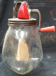 Sold at Auction: Vintage Butter Churn Red Top Manual Crank Wood Paddles Tulip Jar, 12 1/2" x 7" Sq., EC