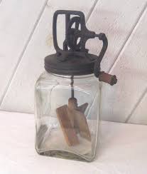 Antique Butter Churner, Hand Crank, Wood Paddles, Heavy Thick Clear Glass Jar, Rustic Primitive Farmhouse Decor - Etsy Denmark