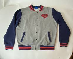 Superman Button up Sweat Shirt Jacket Long Sleeve 2xl Gray DC Comics for sale online | eBay