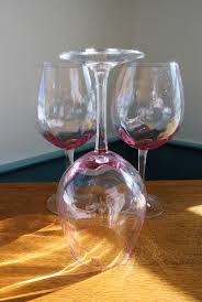 3 PINK SWIRL Wine Glasses, Clear Stems, 8 1/2" Tall, - Etsy