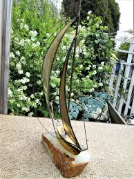 Vintage Sailboat Sculpture Signed DE MOTT Brass on Onyx Base 17" Tall | eBay