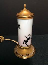 Art Deco Glass and Brass Silhouette Perfume Lamp | eBay