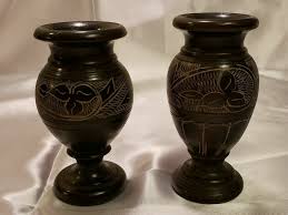 2) TWO Rare Inscribed 19 C Dead Sea Stone 3" Miniature Vases ...