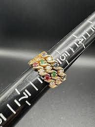 Vintage 14K Gold Set of 3, Emerald, Ruby, Sapphire w ...