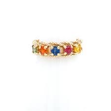Montana Sapphire 5 Stone Multi Color Band Ring 10K Gold