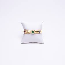18 kt Yellow Gold Diamond & Gemstone Bangle Bracelet ...