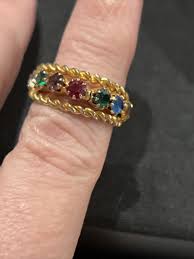 adjustable rung jewel colored stones size 6 estate jewelry ...