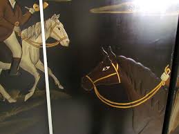 Four Panel Screen Room Divider with Fox Hunt and Horses Motif at 1stDibs