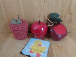 RED APPLE FIGURINES Lot of 9 Wood Fabric Marble 2.5-3" Small ...